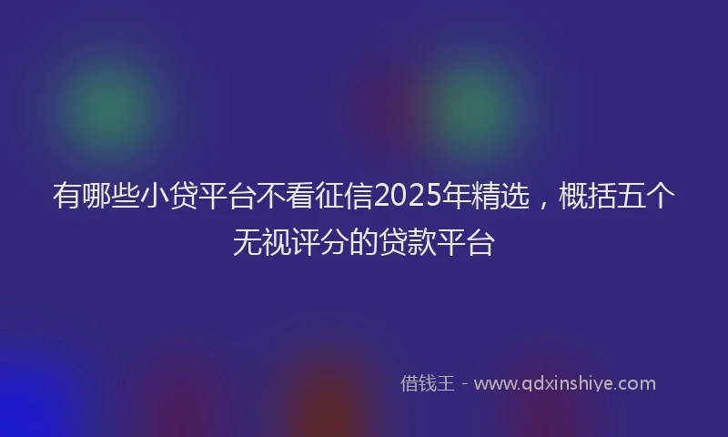有哪些小贷平台不看征信2025年精选，概括五个无视评分的贷款平台