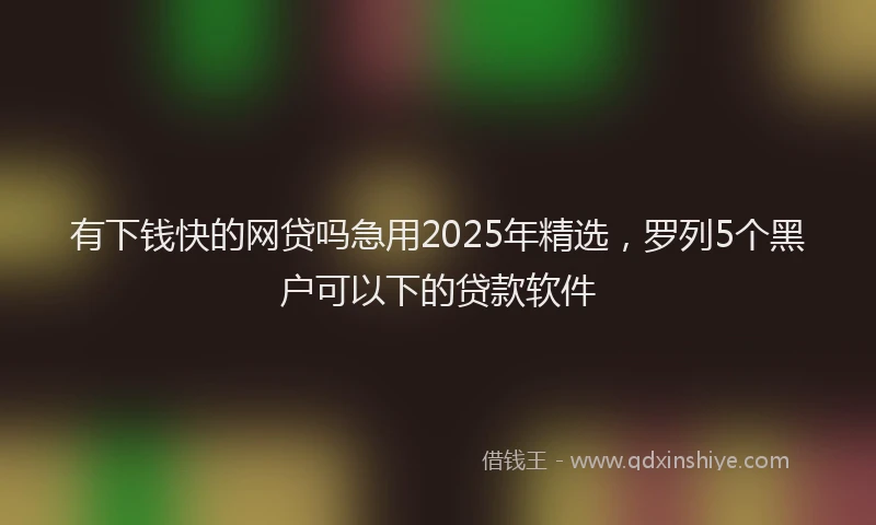 有下钱快的网贷吗急用2025年精选，罗列5个黑户可以下的贷款软件