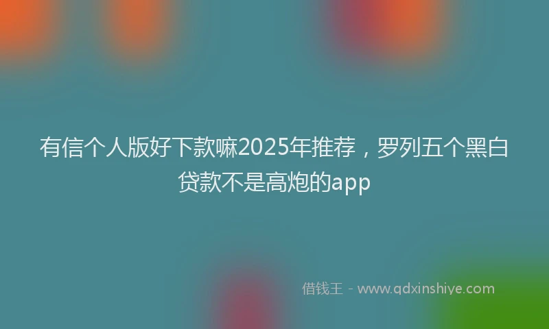 有信个人版好下款嘛2025年推荐，罗列五个黑白贷款不是高炮的app