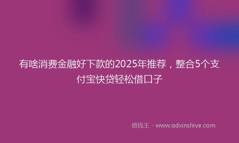 有啥消费金融好下款的2025年推荐，整合5个支付宝快贷轻松借口子