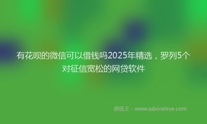 有花呗的微信可以借钱吗2025年精选，罗列5个对征信宽松的网贷软件