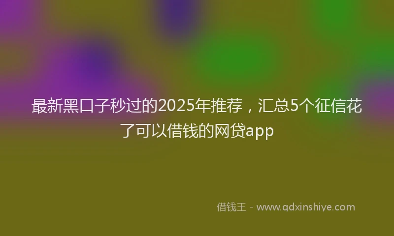 最新黑口子秒过的2025年推荐，汇总5个征信花了可以借钱的网贷app