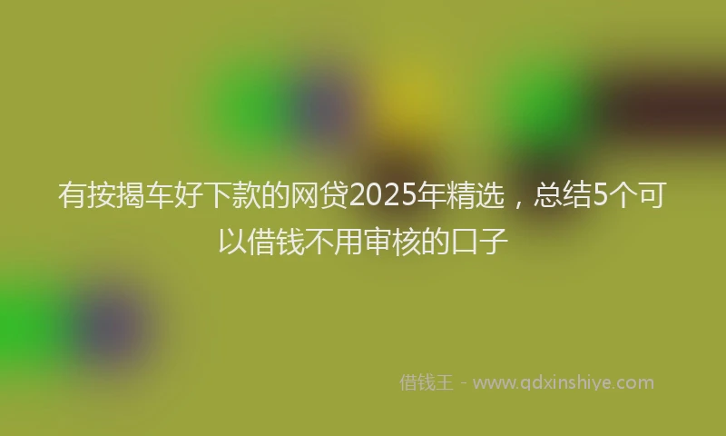 有按揭车好下款的网贷2025年精选，总结5个可以借钱不用审核的口子