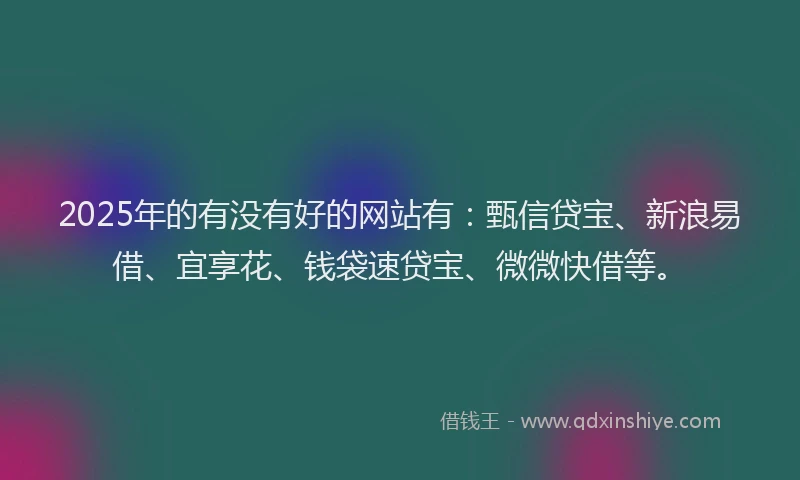 2025年的有没有好的网站有：甄信贷宝、新浪易借、宜享花、钱袋速贷宝、微微快借等。