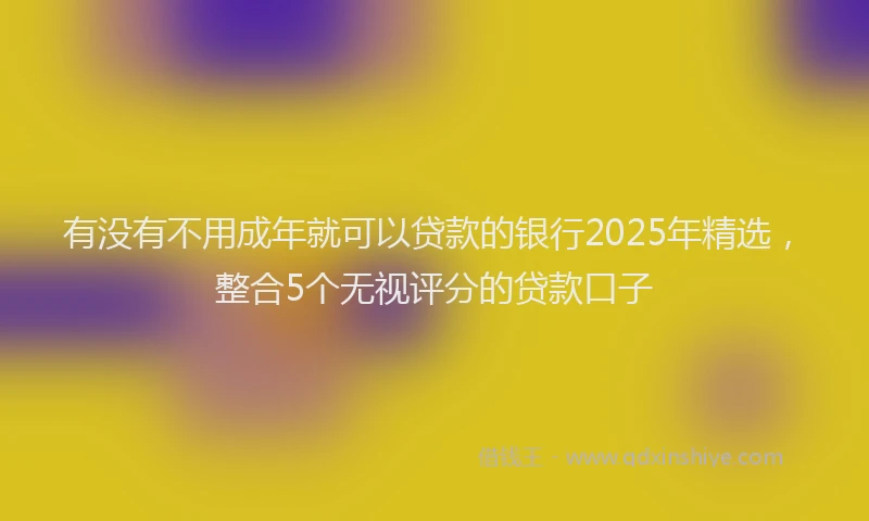 有没有不用成年就可以贷款的银行2025年精选，整合5个无视评分的贷款口子