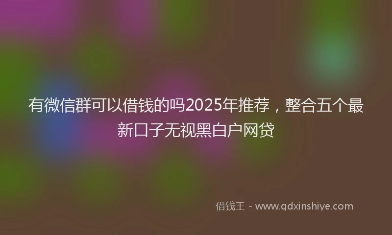 有微信群可以借钱的吗2025年推荐，整合五个最新口子无视黑白户网贷