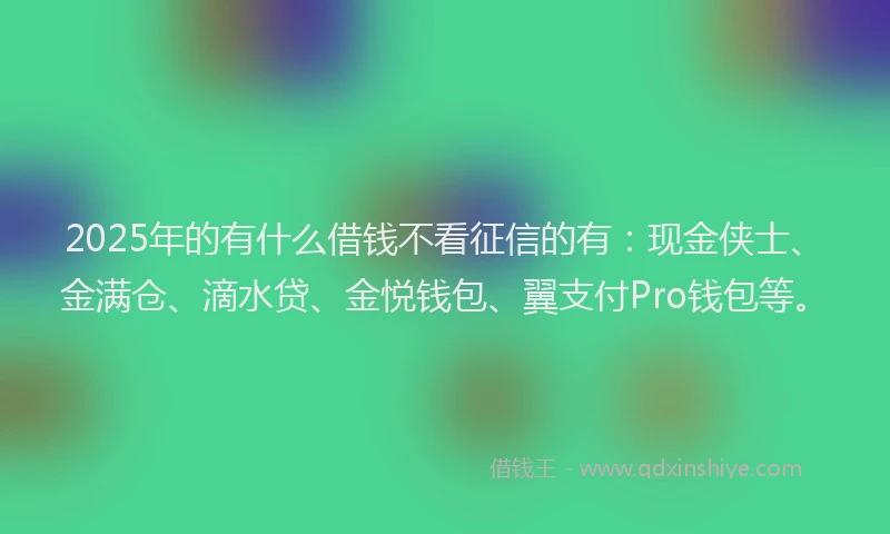 2025年的有什么借钱不看征信的有：现金侠士、金满仓、滴水贷、金悦钱包、翼支付Pro钱包等。