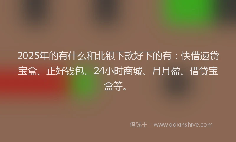 2025年的有什么和北银下款好下的有：快借速贷宝盒、正好钱包、24小时商城、月月盈、借贷宝盒等。