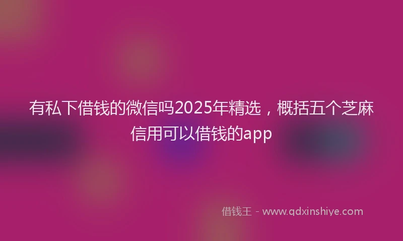 有私下借钱的微信吗2025年精选，概括五个芝麻信用可以借钱的app