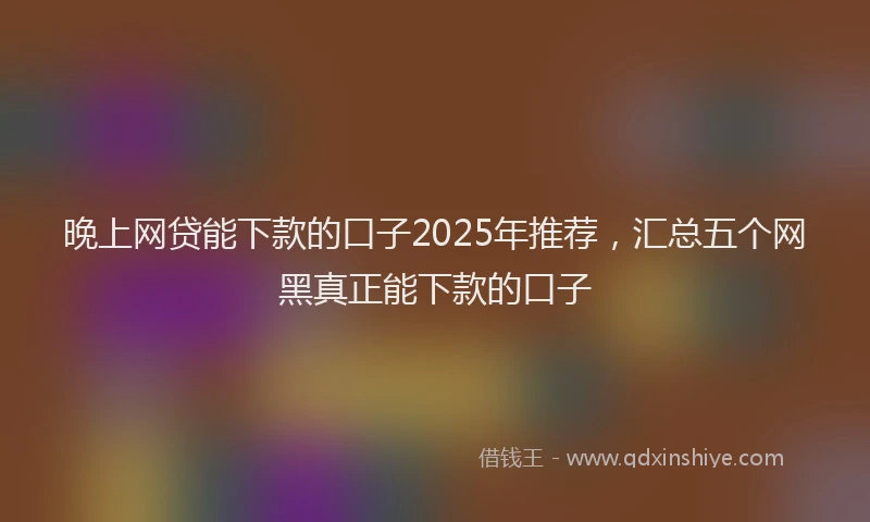 晚上网贷能下款的口子2025年推荐，汇总五个网黑真正能下款的口子