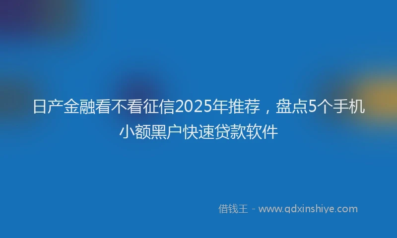 日产金融看不看征信2025年推荐，盘点5个手机小额黑户快速贷款软件