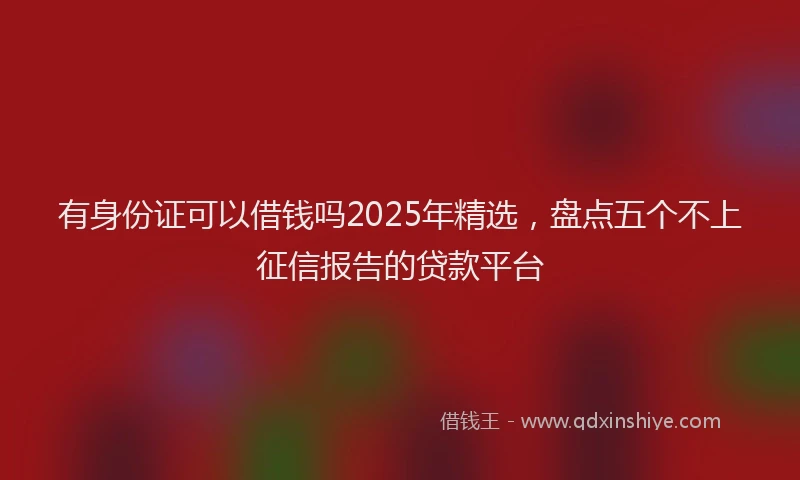 有身份证可以借钱吗2025年精选，盘点五个不上征信报告的贷款平台