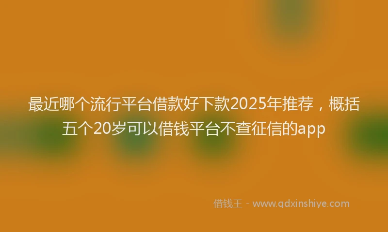 最近哪个流行平台借款好下款2025年推荐，概括五个20岁可以借钱平台不查征信的app