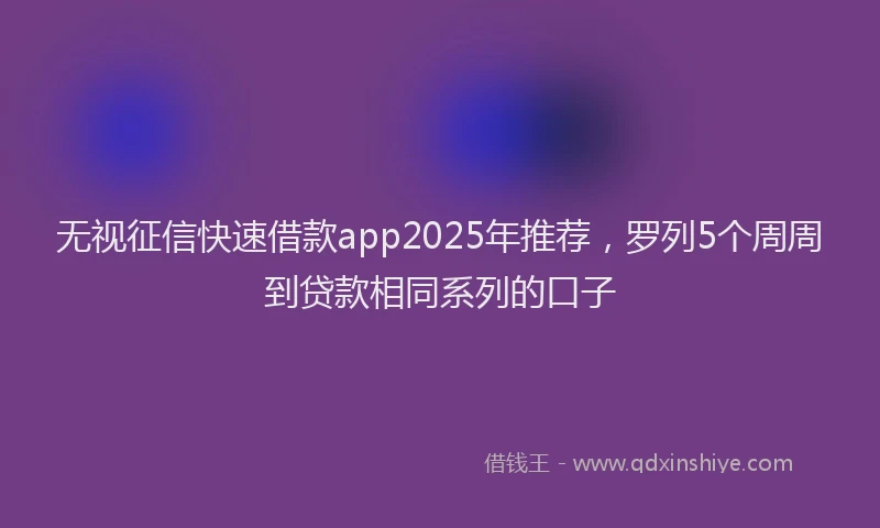 无视征信快速借款app2025年推荐，罗列5个周周到贷款相同系列的口子
