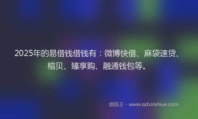 2025年的易借钱借钱有：微博快借、麻袋速贷、榕贝、臻享购、融通钱包等。