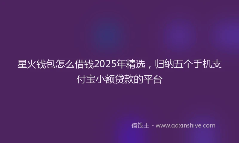 星火钱包怎么借钱2025年精选，归纳五个手机支付宝小额贷款的平台