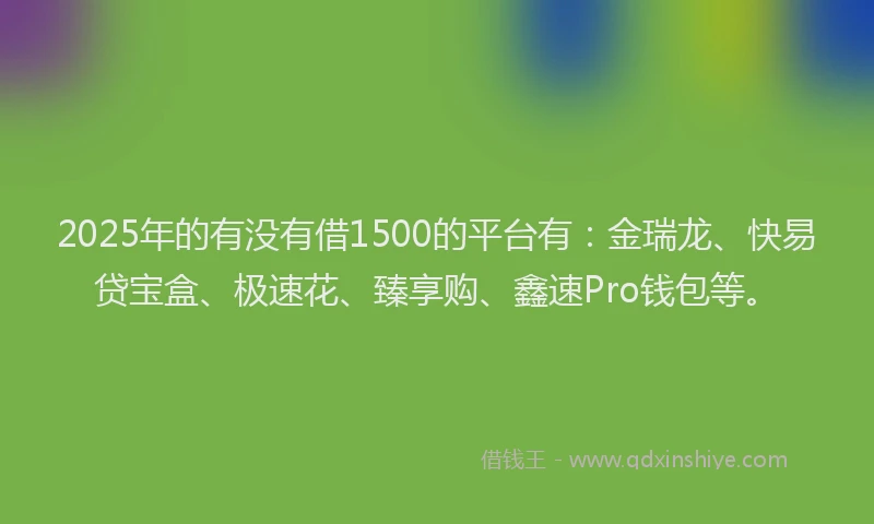 2025年的有没有借1500的平台有：金瑞龙、快易贷宝盒、极速花、臻享购、鑫速Pro钱包等。