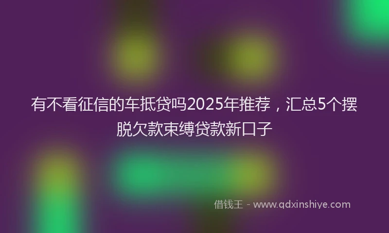 有不看征信的车抵贷吗2025年推荐，汇总5个摆脱欠款束缚贷款新口子