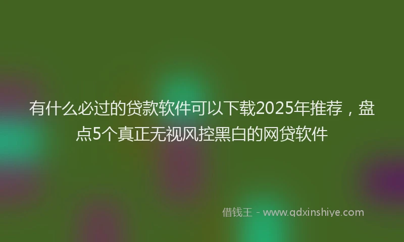 有什么必过的贷款软件可以下载2025年推荐，盘点5个真正无视风控黑白的网贷软件
