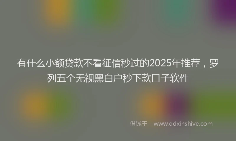 有什么小额贷款不看征信秒过的2025年推荐，罗列五个无视黑白户秒下款口子软件
