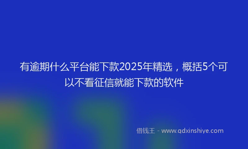 有逾期什么平台能下款2025年精选，概括5个可以不看征信就能下款的软件