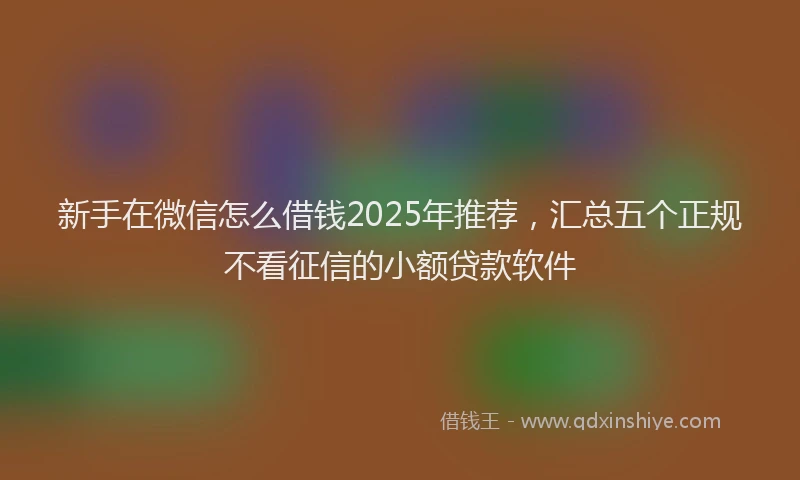 新手在微信怎么借钱2025年推荐，汇总五个正规不看征信的小额贷款软件