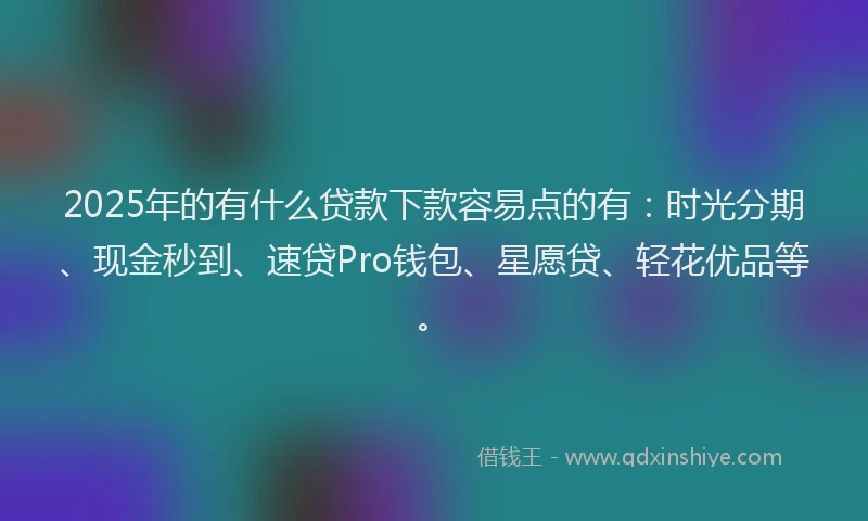 2025年的有什么贷款下款容易点的有：时光分期、现金秒到、速贷Pro钱包、星愿贷、轻花优品等。