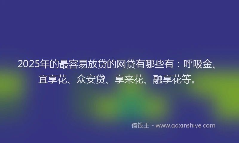 2025年的最容易放贷的网贷有哪些有：呼吸金、宜享花、众安贷、享来花、融享花等。