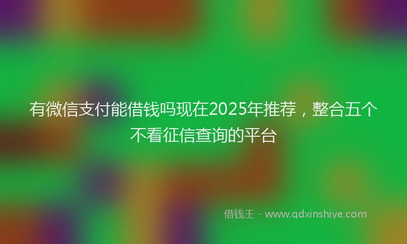有微信支付能借钱吗现在2025年推荐，整合五个不看征信查询的平台