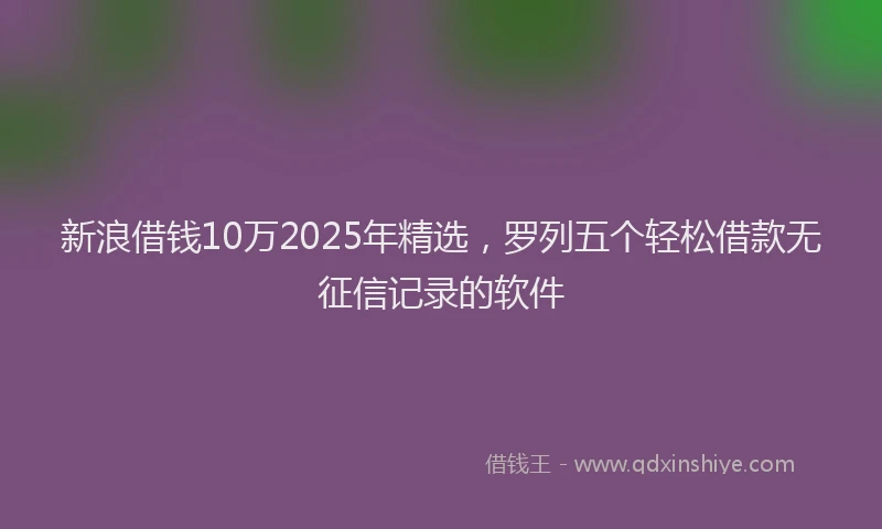 新浪借钱10万2025年精选，罗列五个轻松借款无征信记录的软件