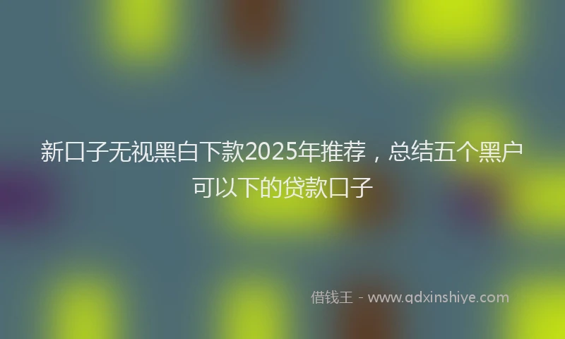 新口子无视黑白下款2025年推荐，总结五个黑户可以下的贷款口子