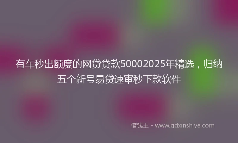 有车秒出额度的网贷贷款50002025年精选，归纳五个新号易贷速审秒下款软件