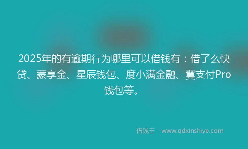 2025年的有逾期行为哪里可以借钱有：借了么快贷、蒙享金、星辰钱包、度小满金融、翼支付Pro钱包等。