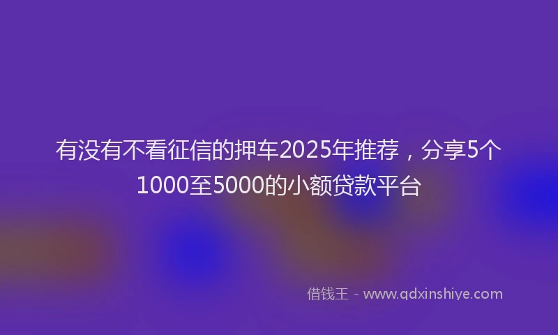 有没有不看征信的押车2025年推荐，分享5个1000至5000的小额贷款平台