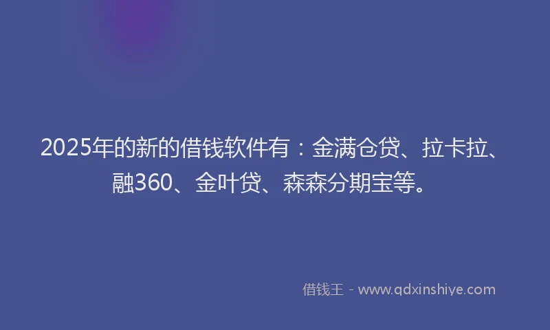 2025年的新的借钱软件有：金满仓贷、拉卡拉、融360、金叶贷、森森分期宝等。