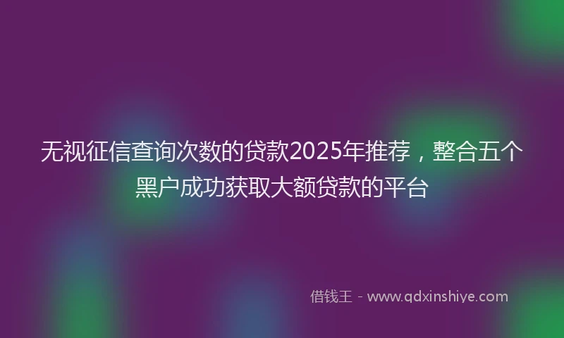 无视征信查询次数的贷款2025年推荐，整合五个黑户成功获取大额贷款的平台