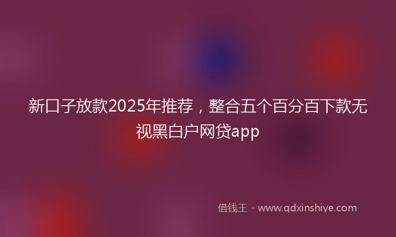新口子放款2025年推荐，整合五个百分百下款无视黑白户网贷app