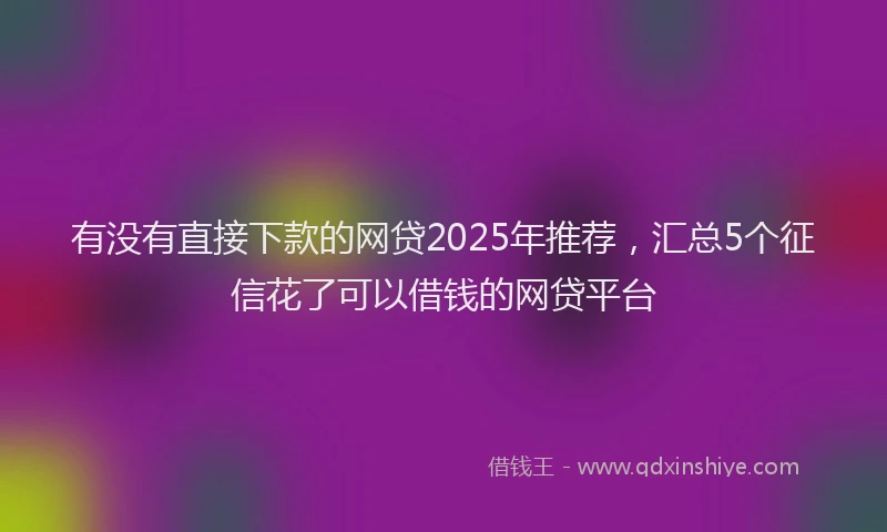有没有直接下款的网贷2025年推荐，汇总5个征信花了可以借钱的网贷平台