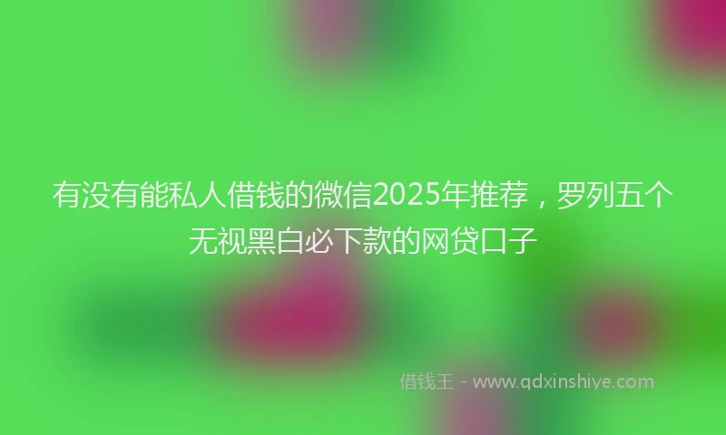 有没有能私人借钱的微信2025年推荐，罗列五个无视黑白必下款的网贷口子