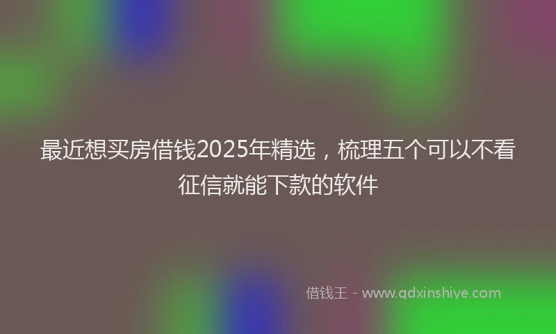 最近想买房借钱2025年精选，梳理五个可以不看征信就能下款的软件