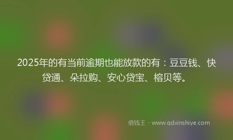 2025年的有当前逾期也能放款的有：豆豆钱、快贷通、朵拉购、安心贷宝、榕贝等。