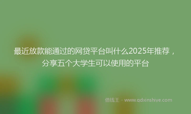 最近放款能通过的网贷平台叫什么2025年推荐，分享五个大学生可以使用的平台