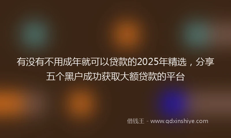 有没有不用成年就可以贷款的2025年精选，分享五个黑户成功获取大额贷款的平台