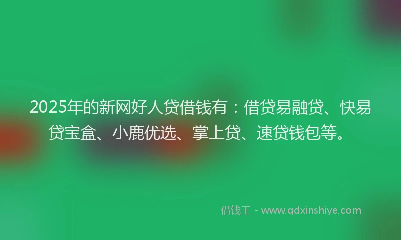 2025年的新网好人贷借钱有：借贷易融贷、快易贷宝盒、小鹿优选、掌上贷、速贷钱包等。