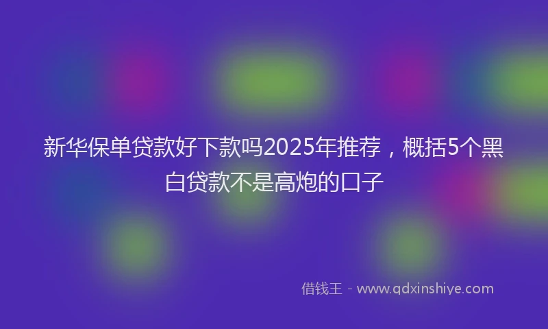 新华保单贷款好下款吗2025年推荐，概括5个黑白贷款不是高炮的口子