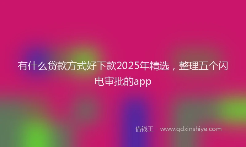 有什么贷款方式好下款2025年精选，整理五个闪电审批的app