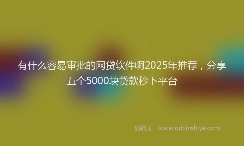 有什么容易审批的网贷软件啊2025年推荐，分享五个5000块贷款秒下平台