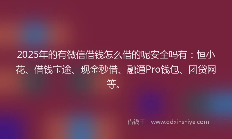 2025年的有微信借钱怎么借的呢安全吗有：恒小花、借钱宝途、现金秒借、融通Pro钱包、团贷网等。