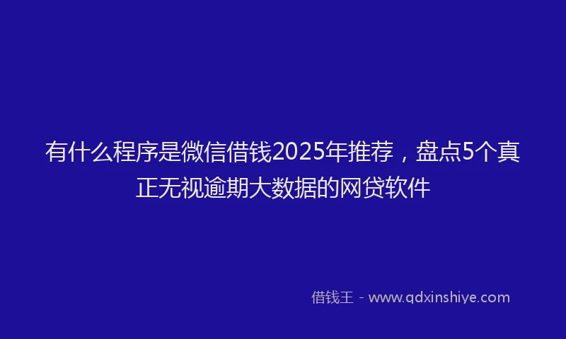 有什么程序是微信借钱2025年推荐，盘点5个真正无视逾期大数据的网贷软件