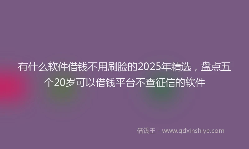 有什么软件借钱不用刷脸的2025年精选，盘点五个20岁可以借钱平台不查征信的软件